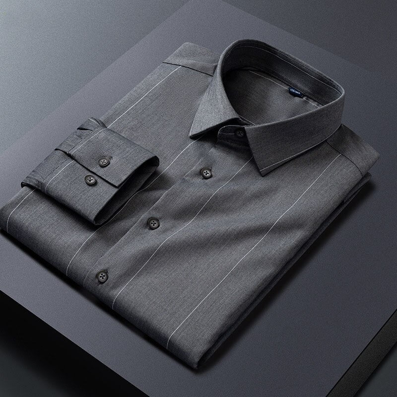 Men's Striped Long Sleeve Business Casual Dress Shirt