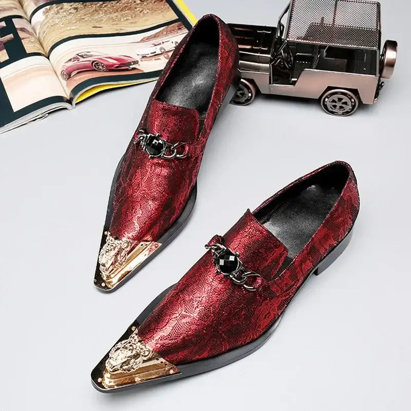 Men's Pointed Metal Toe Party Dress Shoes