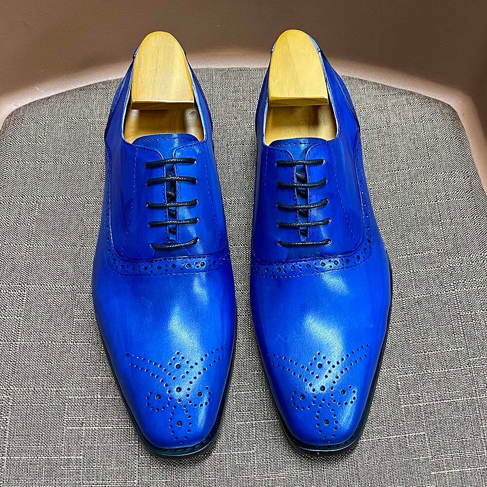 Men's Genuine Leather Brogue Oxford Lace-Up Wedding Office Dress Shoes