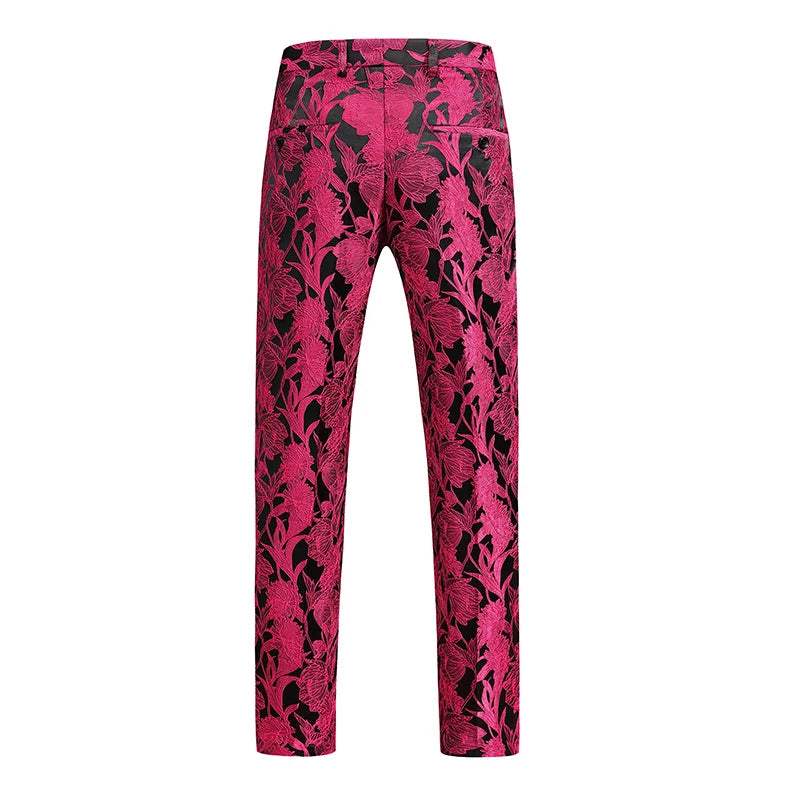 Men's Jacquard Suit Pants White Black Pink Wedding Prom Trousers