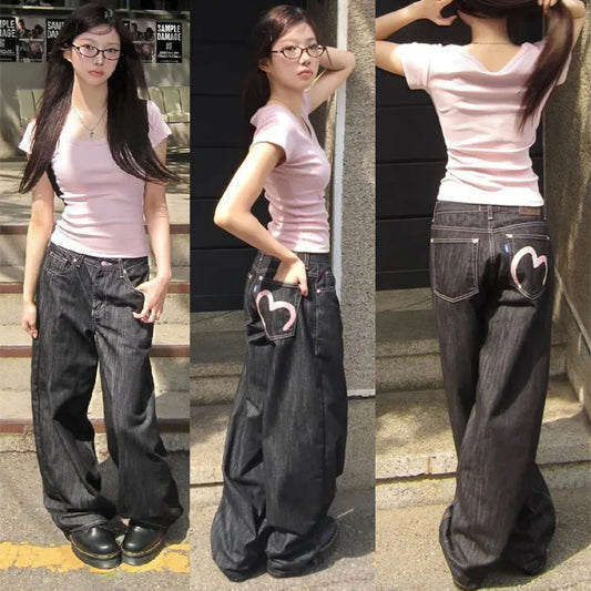 Women's Y2K Wide-Leg Baggy Denim Jeans