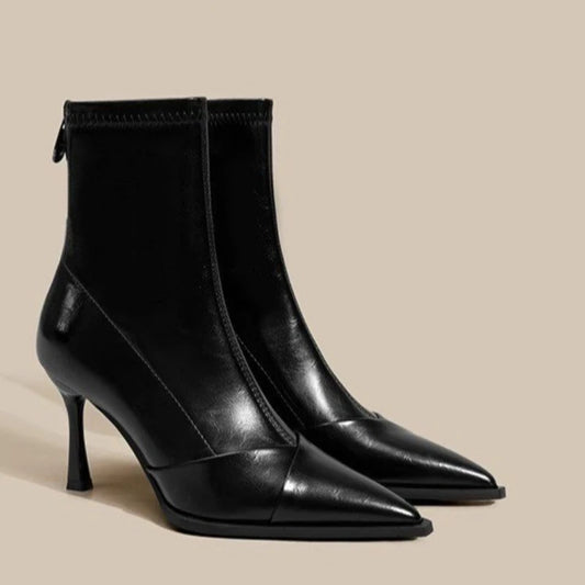 Women's Pointed-Toe Slim Ankle High Heel Short Booties