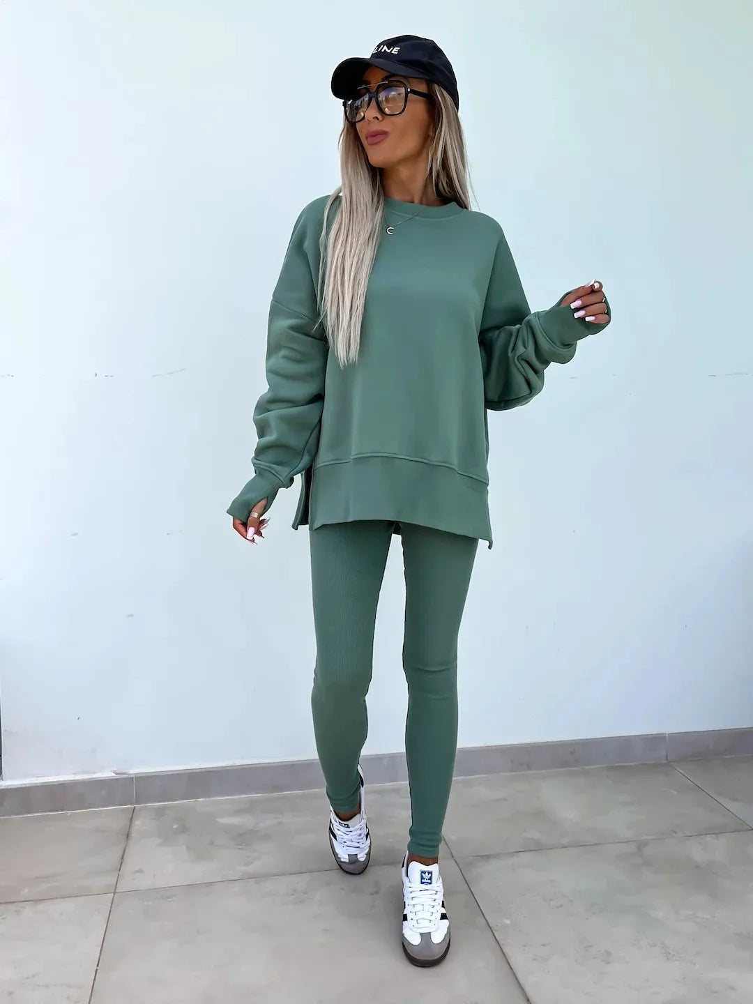 Women's Loose Shirt and Tight Pants Two-Piece Set