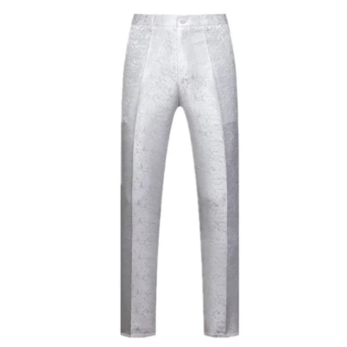 Men's Jacquard Wedding Party Groom Dress Suit Pants