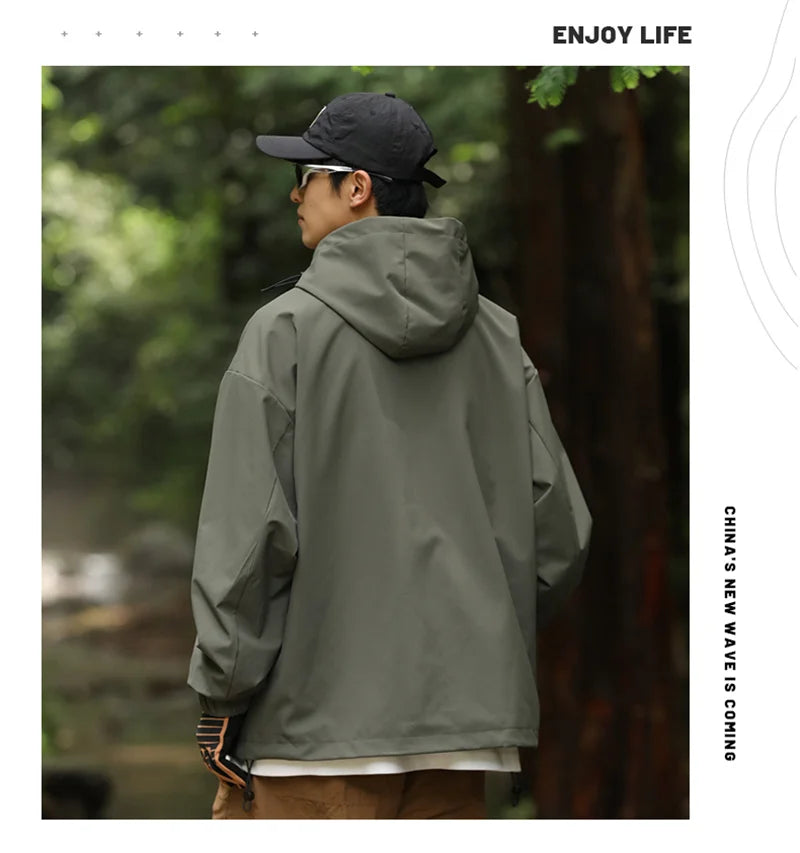 Men's Waterproof Hooded Hiking Bomber Windbreaker