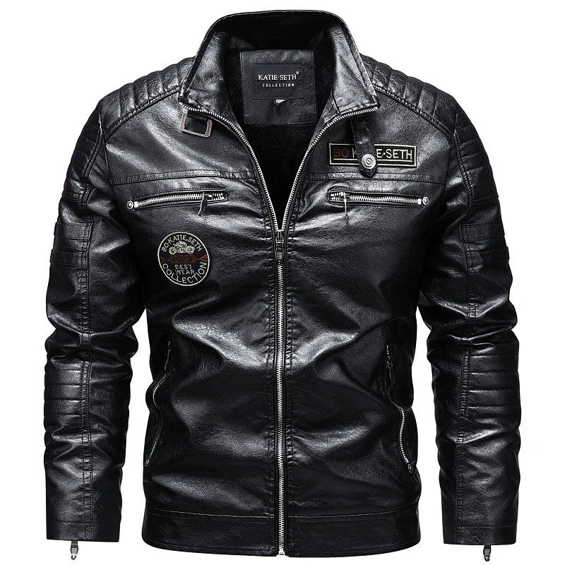 Men's Winter Motorcycle Leather Jacket