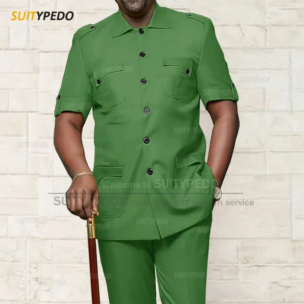 Men's African Style Slim Fit Blazer and Pants Suit