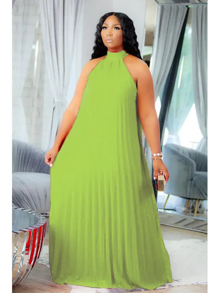 Women's Plus-Size Halter Hollow Split A-Line Bandage Maxi Dress