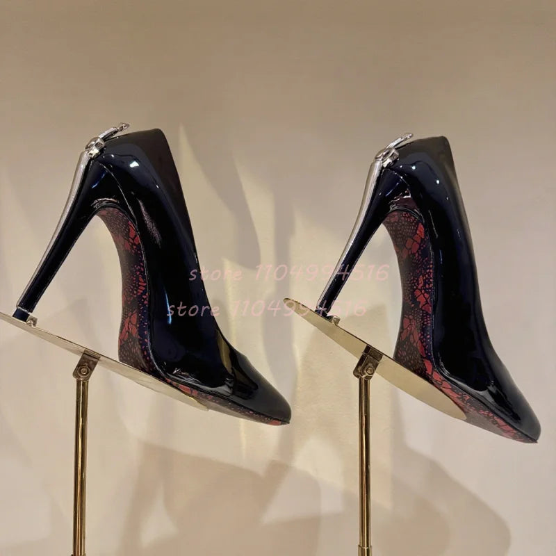 Women's Pointed-Toe Stiletto Pumps, Metal Decor Party Heels