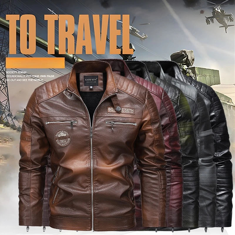 Men's Winter Motorcycle Leather Jacket