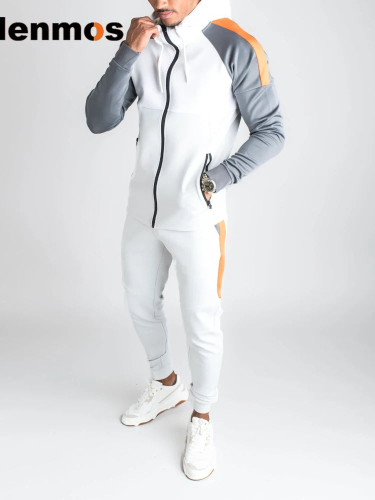 Men's Gothic Fleece Jogger Hoodie and Sport Pants Two-Piece Tracksuit