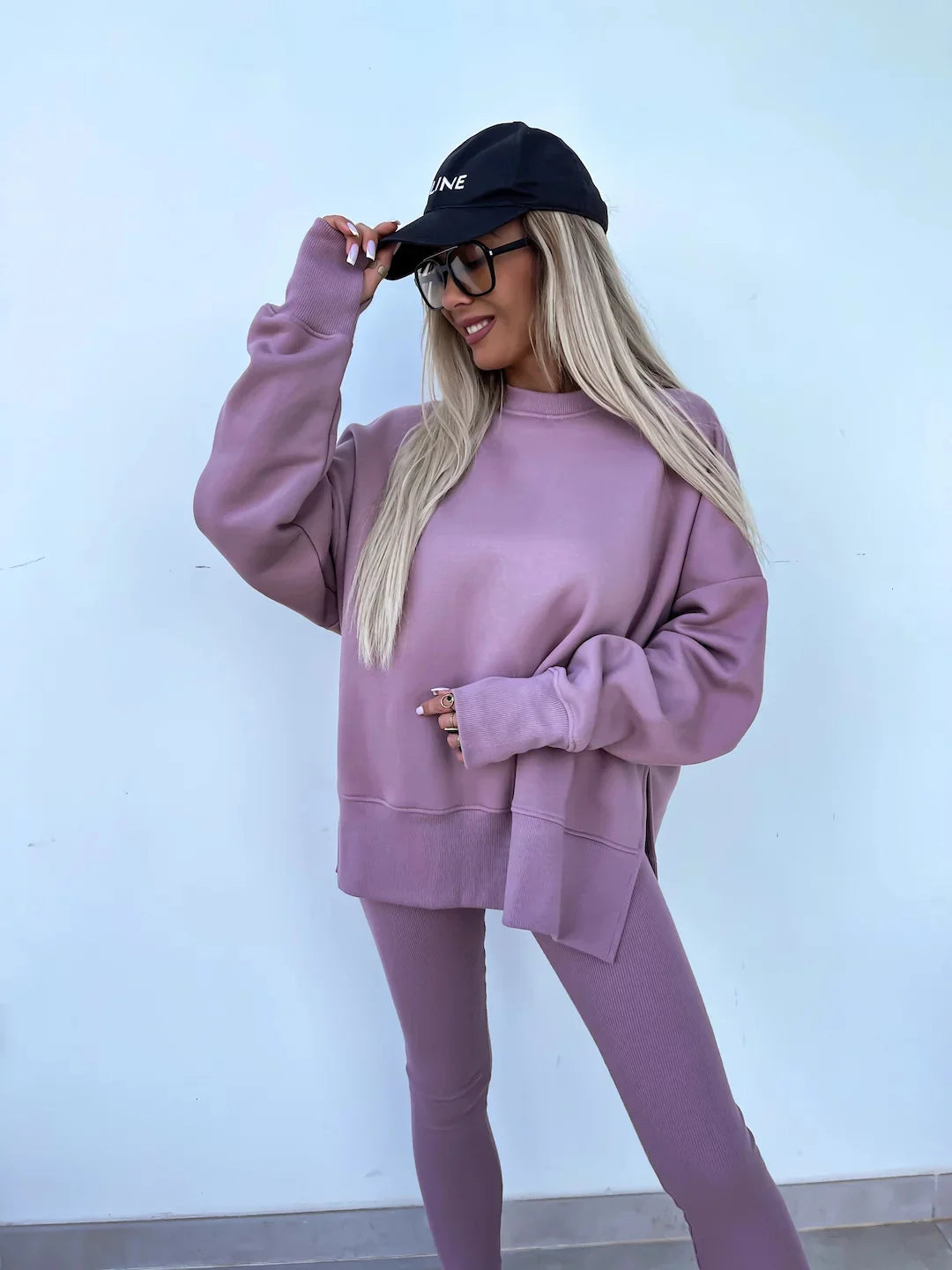 Women's Loose Shirt and Tight Pants Two-Piece Set