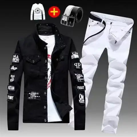 Men's Slim Denim Jacket and Jeans Two-Piece Set