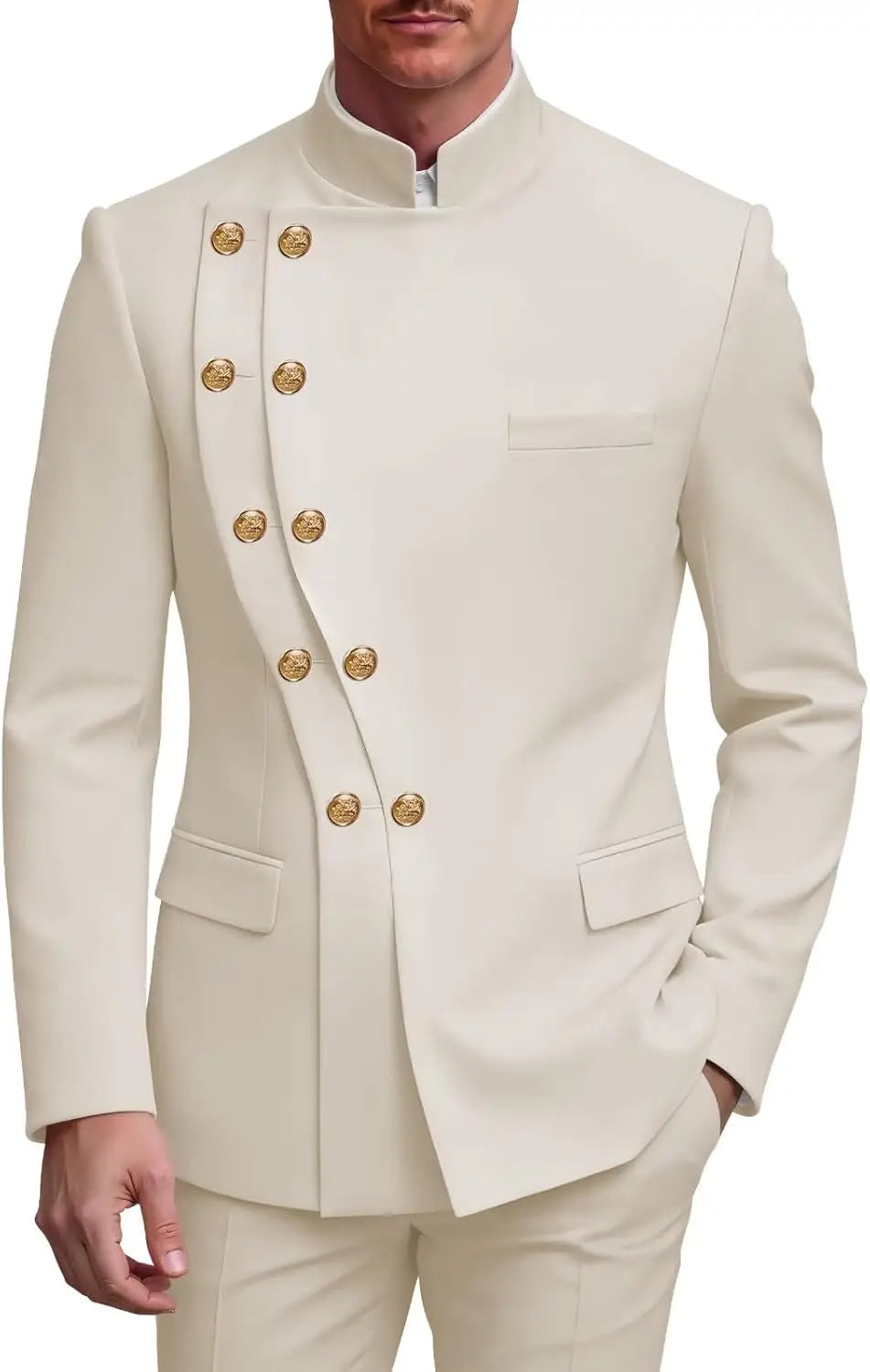Men's Slim Fit Stand Collar Wedding Tuxedo Set
