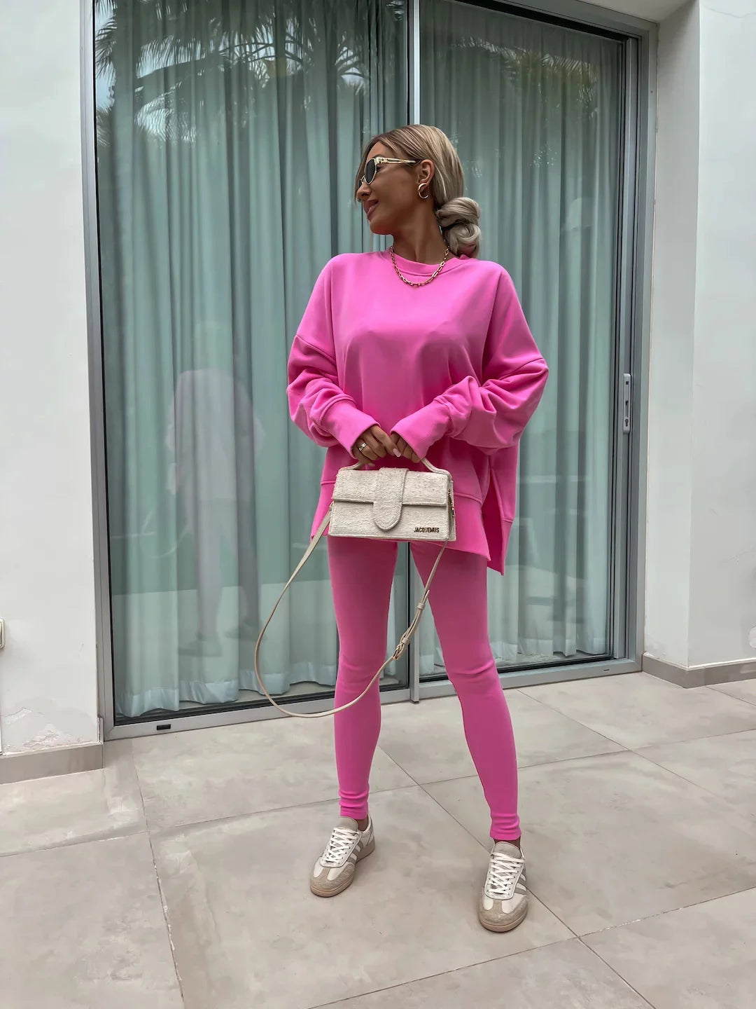 Women's Loose Shirt and Tight Pants Two-Piece Set
