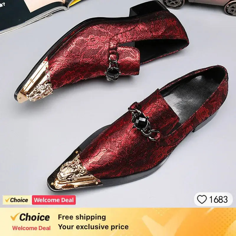 Men's Pointed Metal Toe Party Dress Shoes