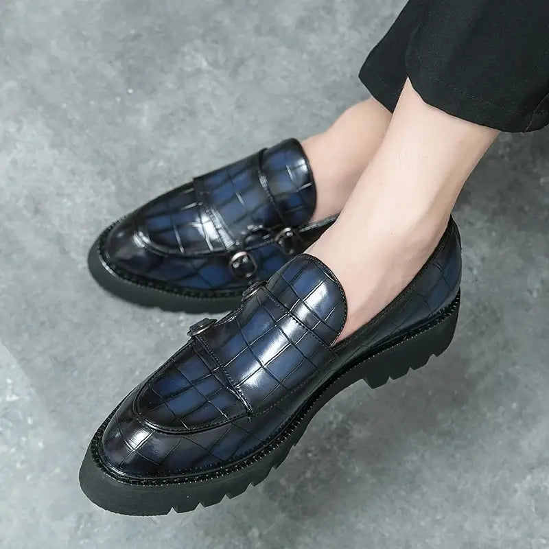 Men's Thick-Sole Soft Monk Strap Loafers, Party Wedding Street Shoes