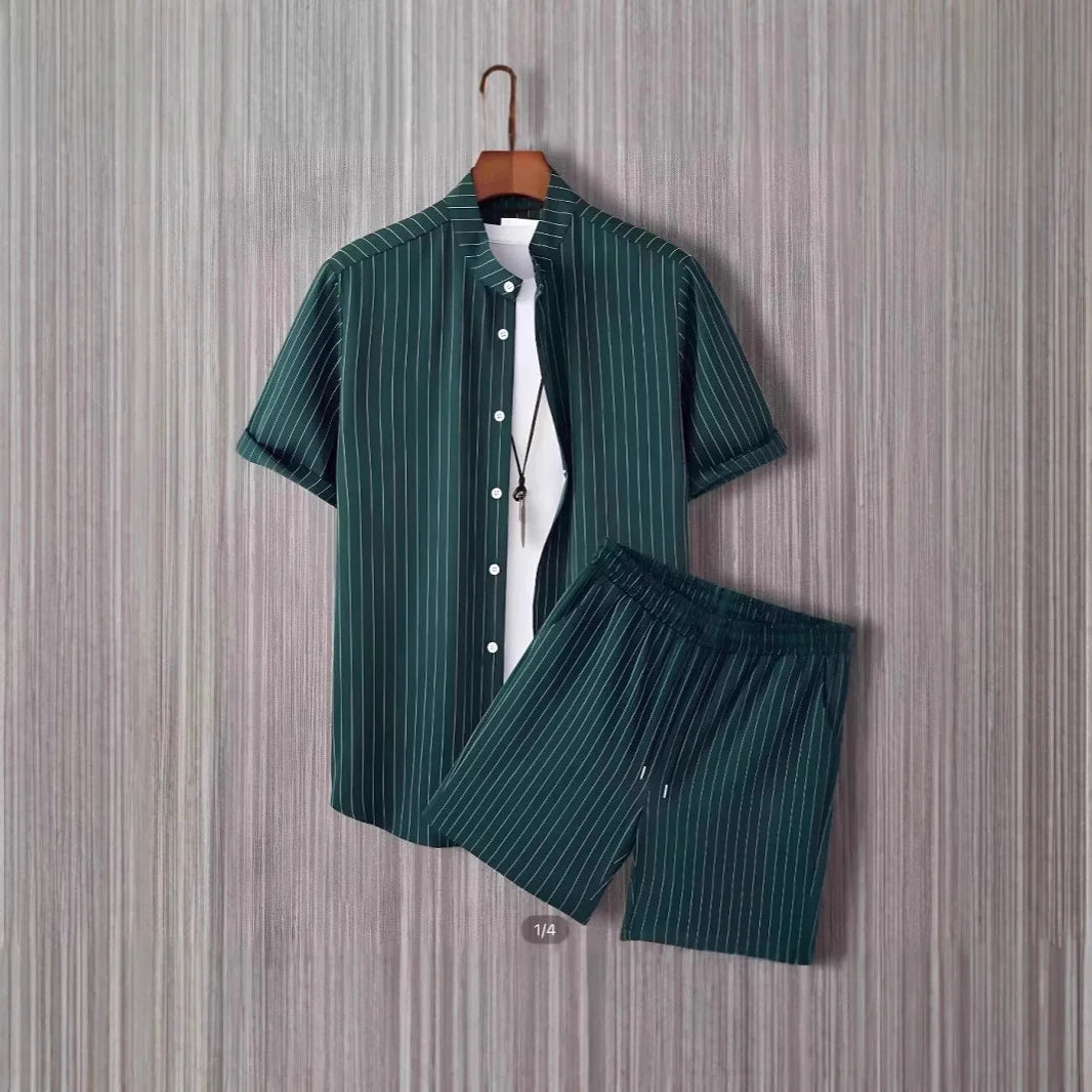 Men's Coconut Print Shirt and Shorts Two-Piece Set