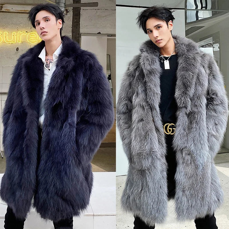 Men's Thick Faux Fur Lapel Parka Windbreaker