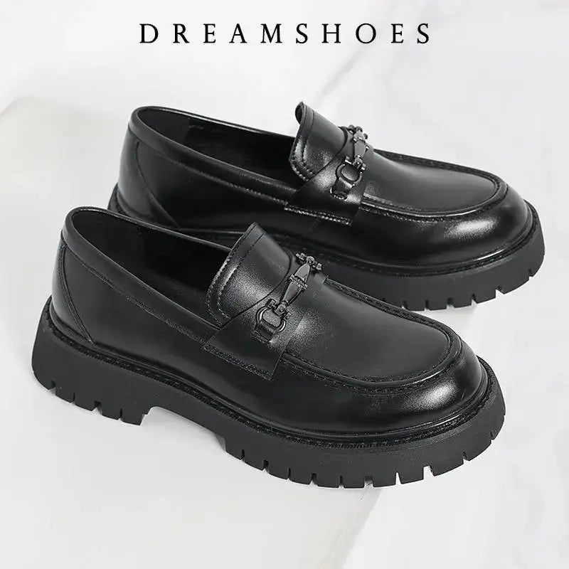 Men's British Metal Buckle Leather Loafers