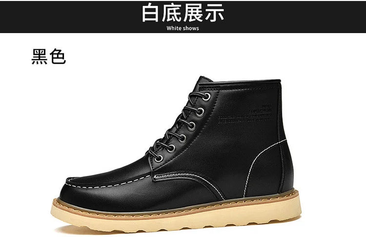 Men's Hidden Heel Elevator Leather Height Boots 6-10CM