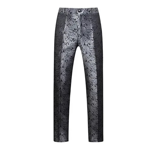 Men's Blue Jacquard Suit Trousers Wedding Dress Pants