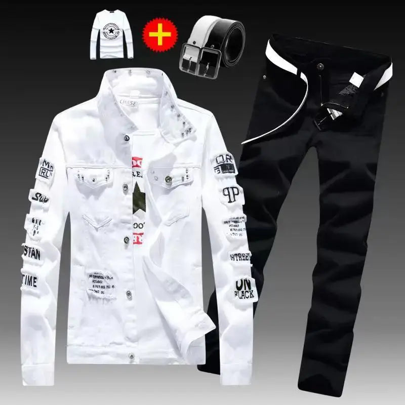 Men's Slim Denim Jacket and Jeans Two-Piece Set