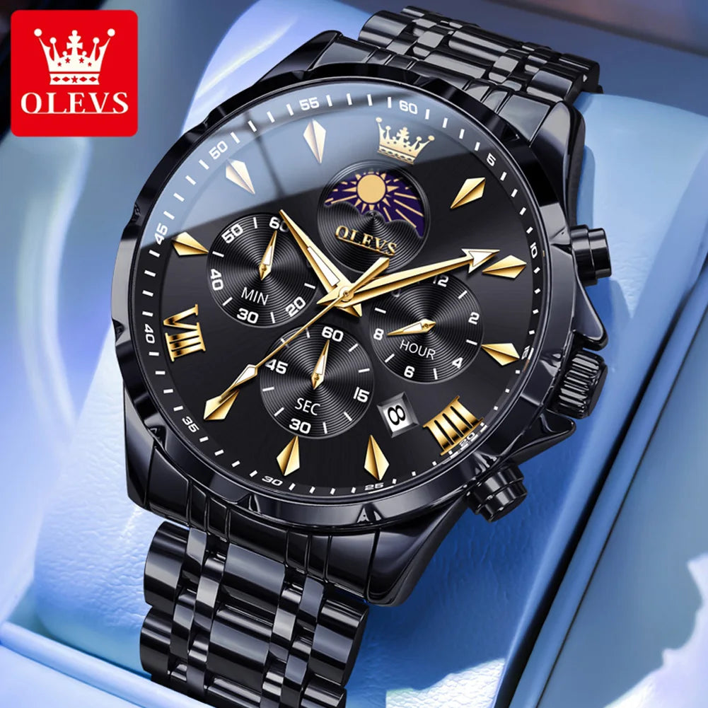 Men's Multifunction Chronograph Moon Phase Quartz Watch