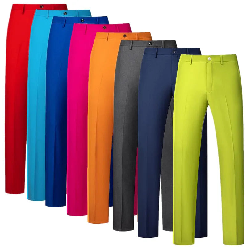 Men's Flat-Front Formal Suit Pants