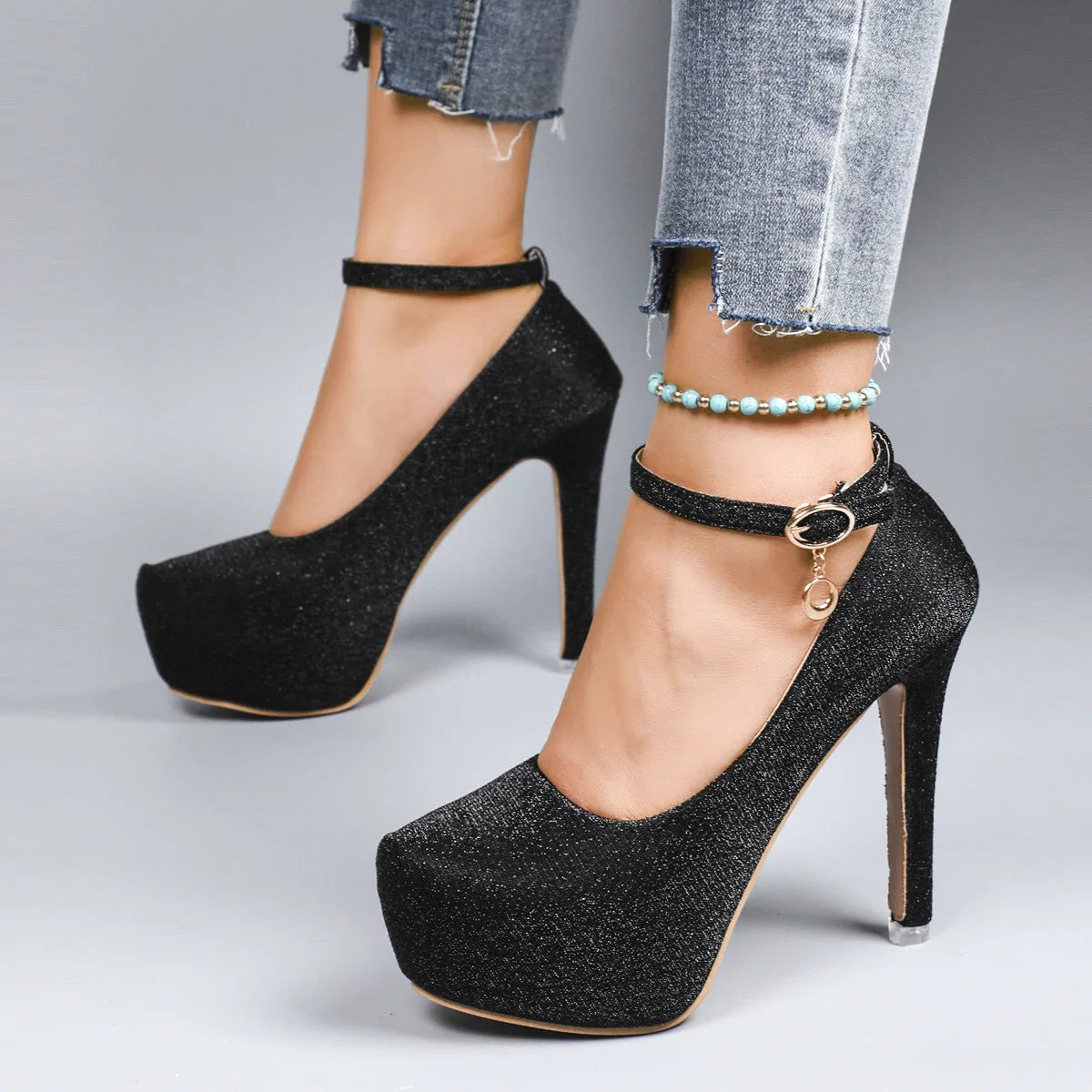 Women's Thin Heel Platform Buckle Strap High Heels