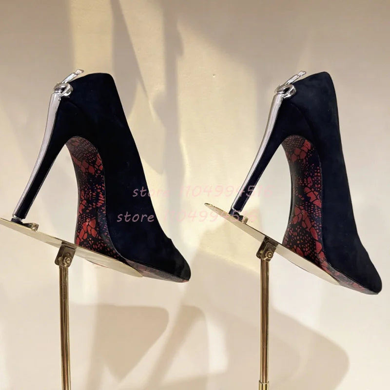 Women's Pointed-Toe Stiletto Pumps, Metal Decor Party Heels