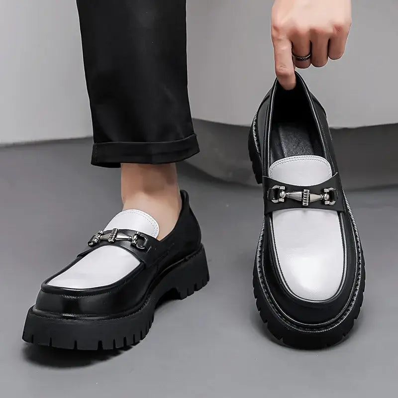 Men's British Metal Buckle Leather Loafers