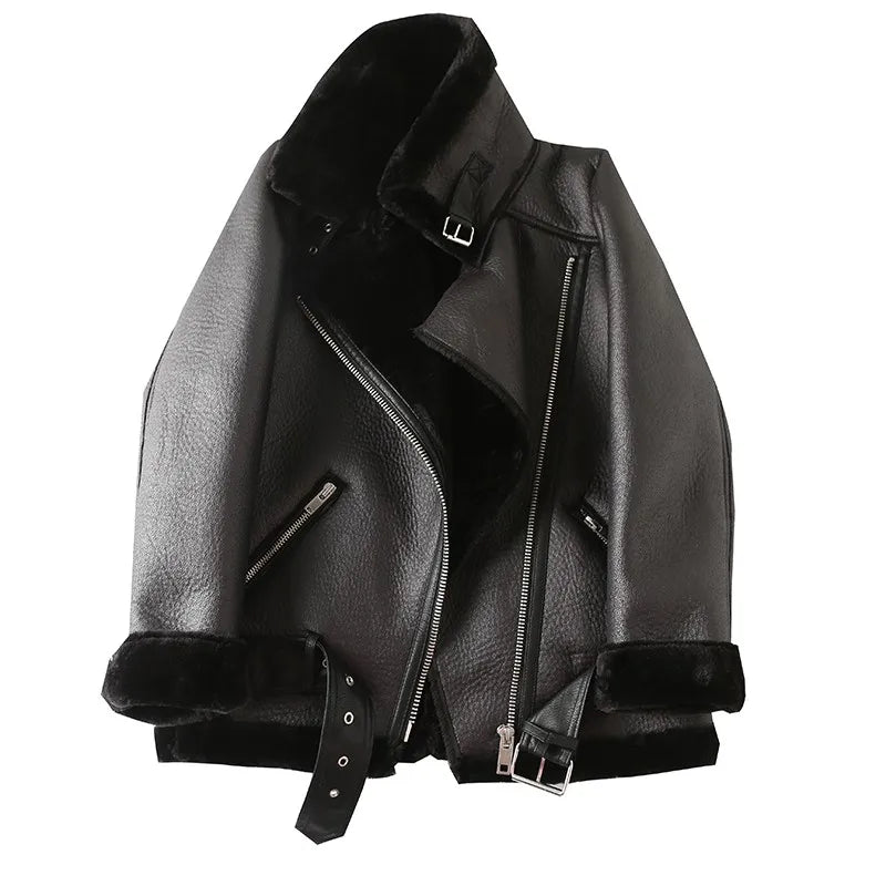 Women's Extra-Thick Faux Fur Lamb Rider Jacket