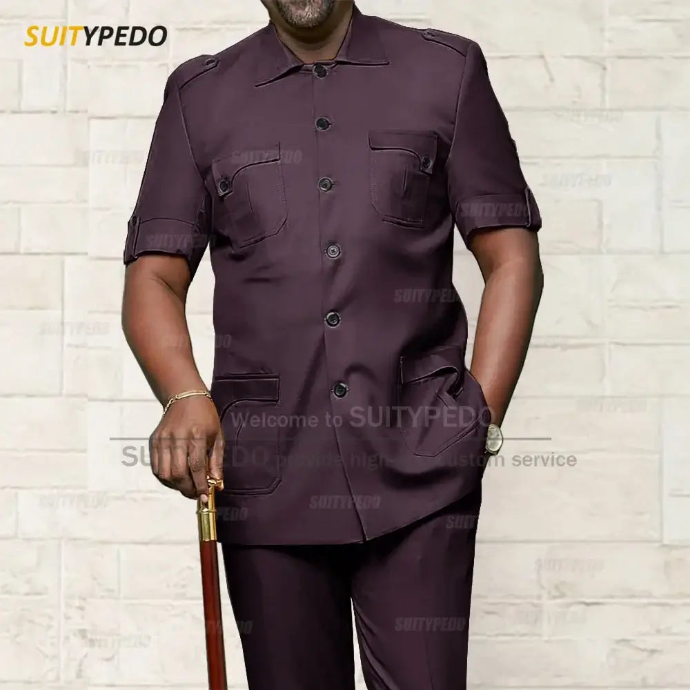 Men's African Style Slim Fit Blazer and Pants Suit
