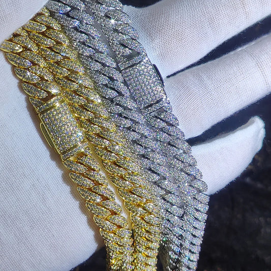 10mm CZ Stone cuban link chain Silver Gold Plated Iced Out Miami Cuban Chain Necklace for Men