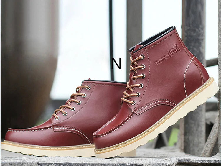 Men's Hidden Heel Elevator Leather Height Boots 6-10CM