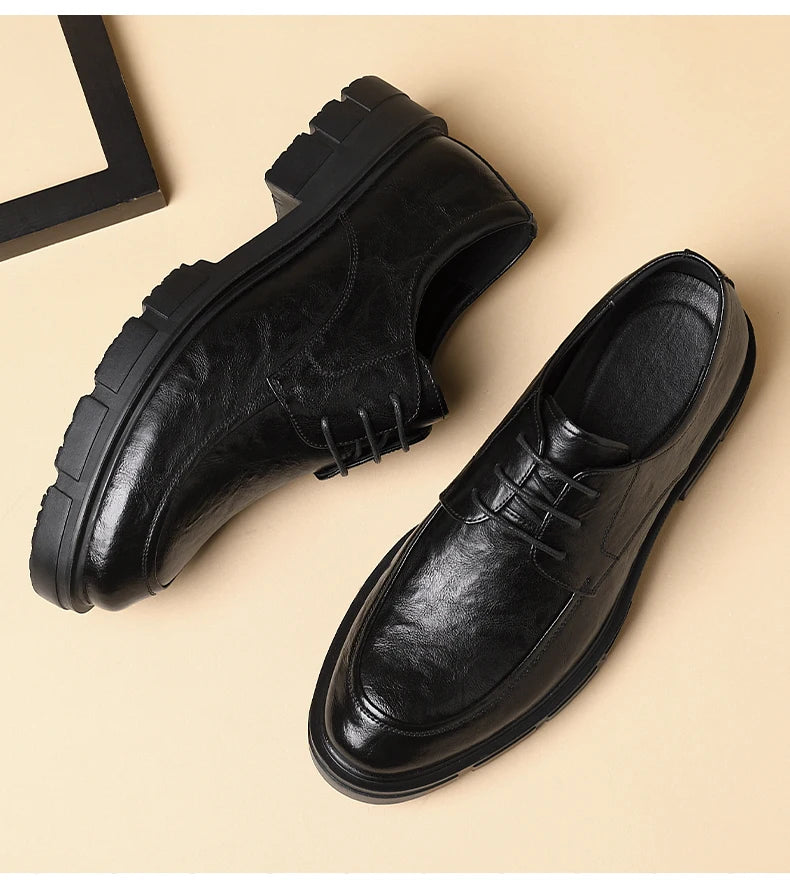 Men's Genuine Leather Elevator Dress Shoes 5/8/10CM Taller