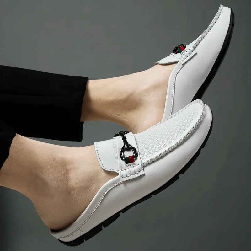 Men's Genuine Leather Slip-On Walking Slide Sandals