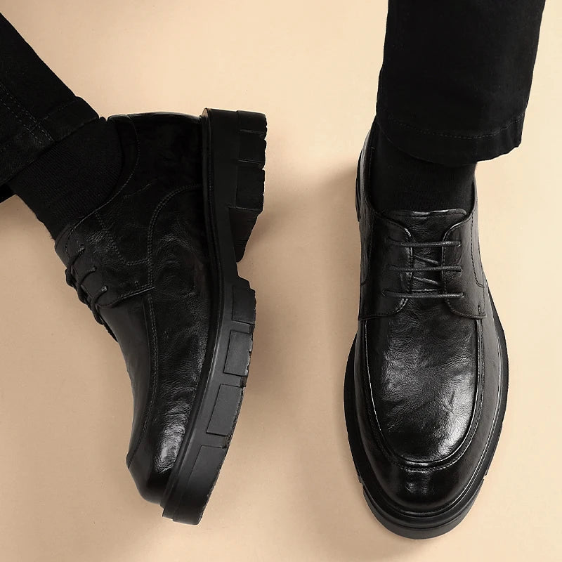 Men's Genuine Leather Elevator Dress Shoes 5/8/10CM Taller
