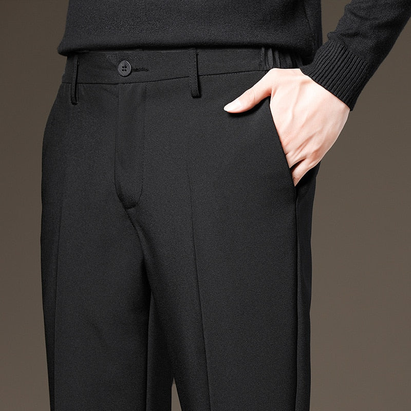 Men's Slim Elastic-Waist Business Suit Pants, Sizes 27-42