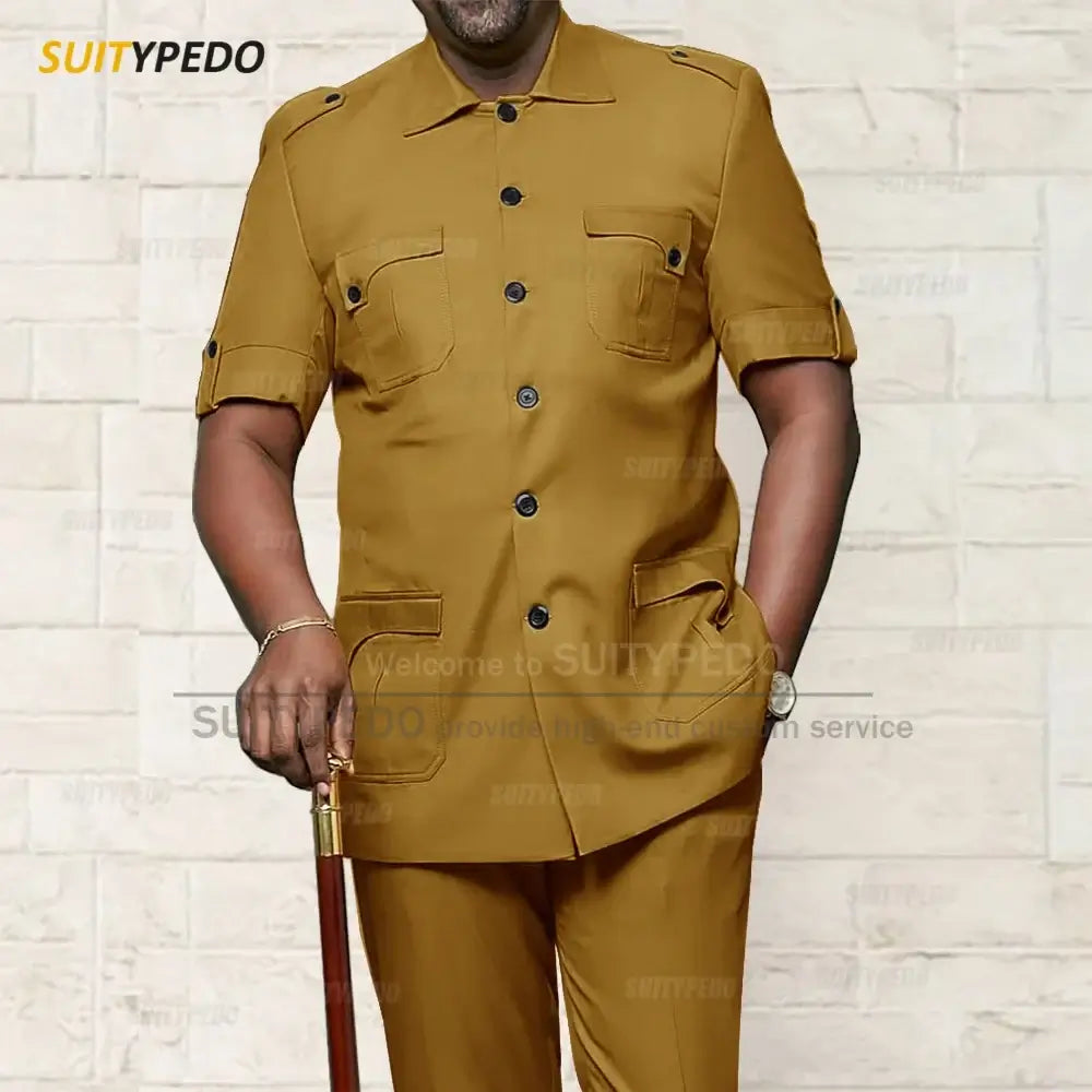 Men's African Style Slim Fit Blazer and Pants Suit