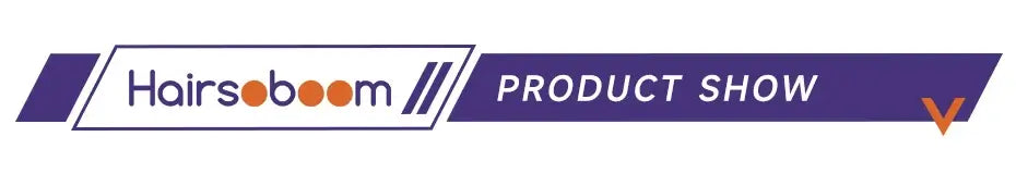 Hairsboom product show logo showcasing human hair wigs and related products.