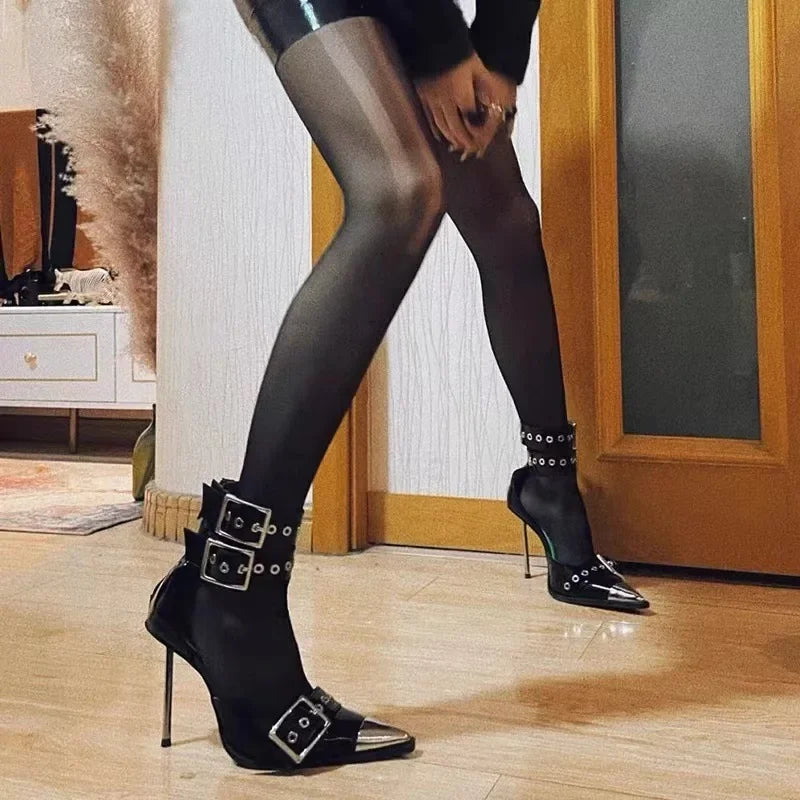 Women's Pointed-Toe Ankle-Buckle High Heel Party Sandals