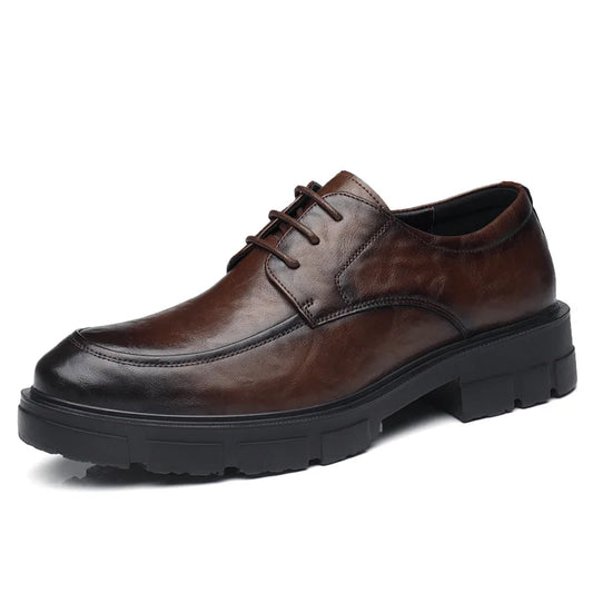 Men's Cow Leather Platform Dress Shoes (5-10 cm Heel)