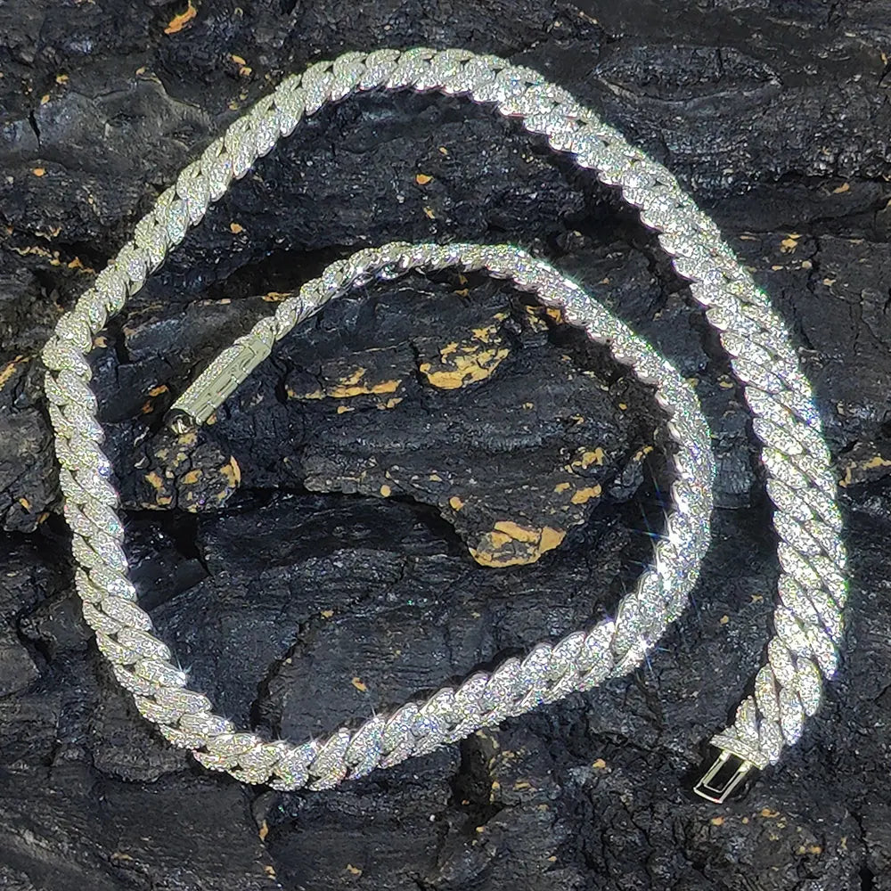 10mm CZ Stone cuban link chain Silver Gold Plated Iced Out Miami Cuban Chain Necklace for Men