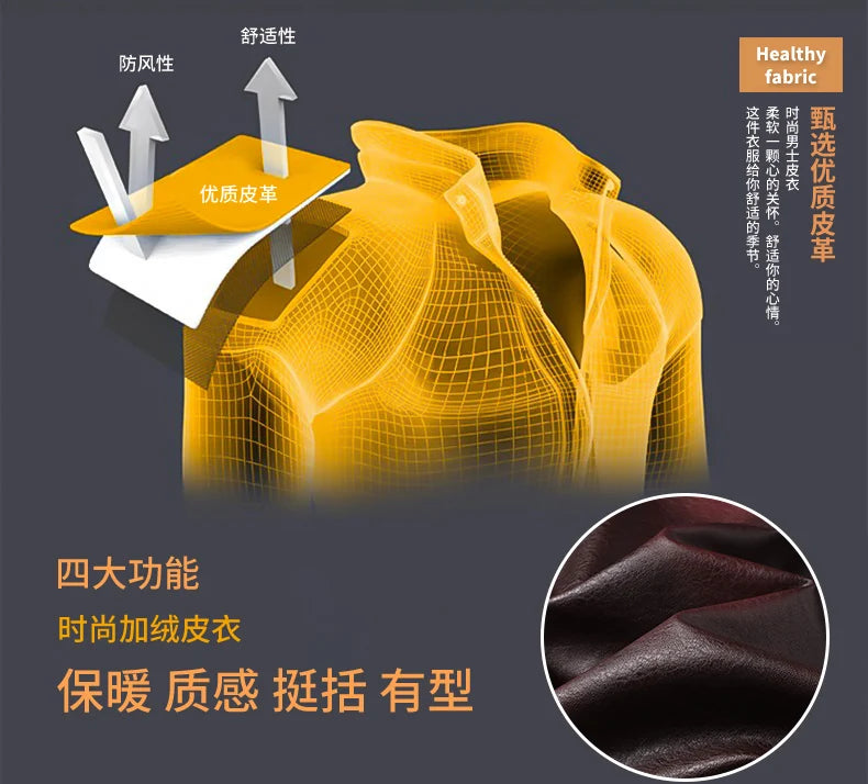 Men's Winter Motorcycle Leather Jacket