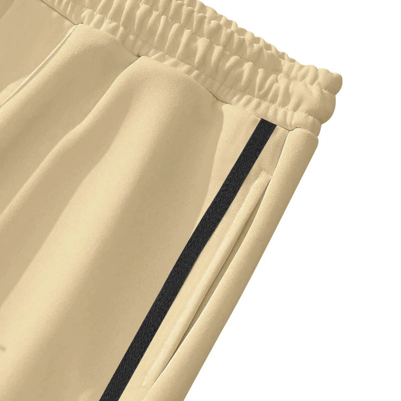 Men's Loose Solid Patchwork Side Button Straight Trousers