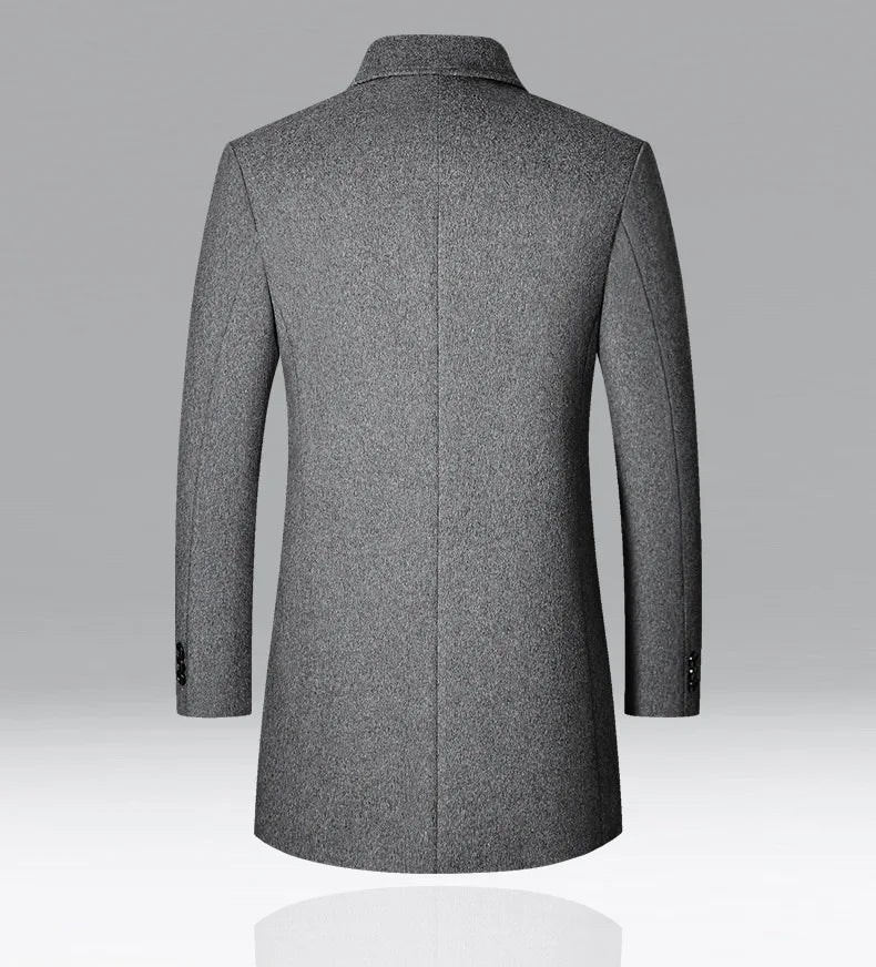 Men's Wool Turn-Down Collar Long Winter Coat