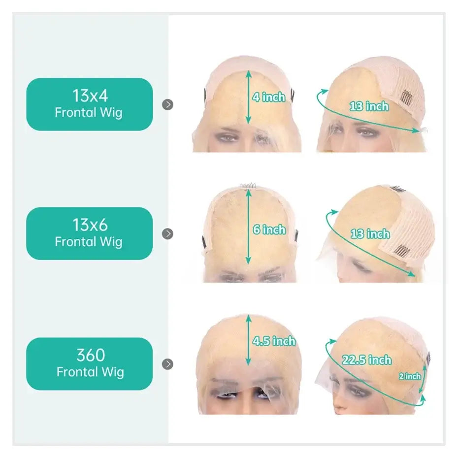 300 Density Human Wig 13x4 13x6 Hd Lace Frontal Wig Human Hair Blonde 613 Lace Front Wigs Raw Vietnamien Straight Wigs For Women front measurements