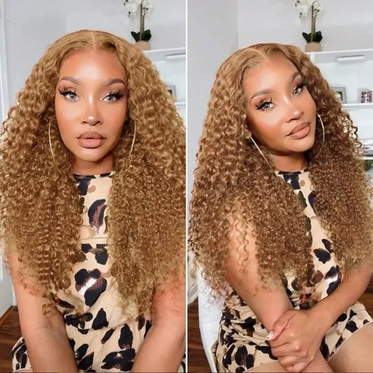 Brazilian Deep Wave 32 inch Honey Blonde 13x6 HD Lace Front Human Hair Wigs Pre Pluck 13x4 Glueless Curly Lace Frontal Wig Water model